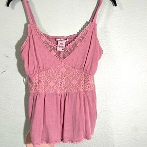 Pink lace tank top